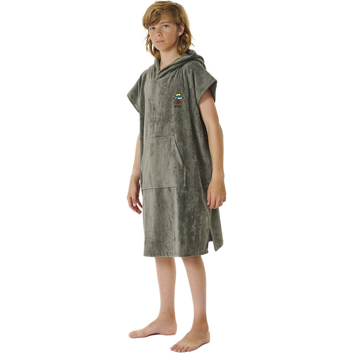 2024 Rip Curl Junior Logo Kapuzenhandtuch Wickelmantel / Poncho 009BTO - Grau